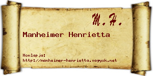 Manheimer Henrietta névjegykártya
