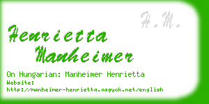 henrietta manheimer business card